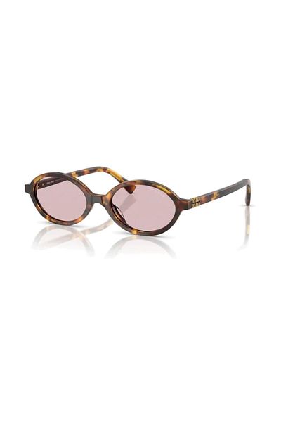 Miu Miu 04Zs 14L4I0 50 Women's Oval Crushed Brown Bone Sunglasses
