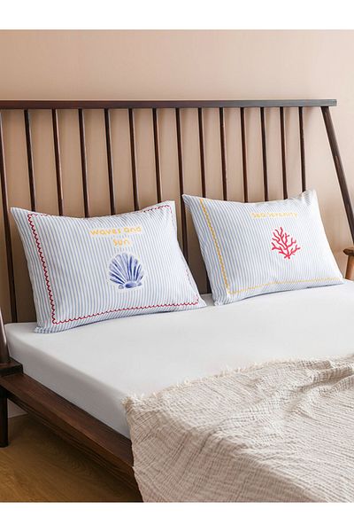 LC Waikiki Fete de pernă cu model scoici 2 bucăți 50x70 cm 100% bumbac