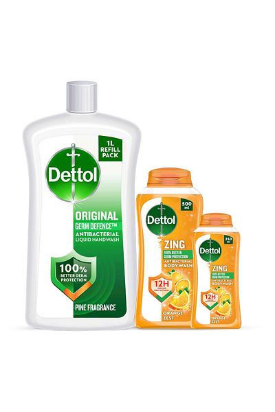 Dettol Original Handwash Liquid Pine 1l Zing Bodywash Orange Zest 500ml 250ml