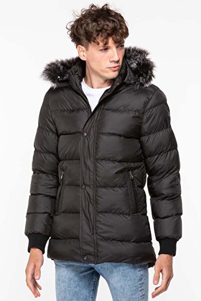 Slazenger Kışlık Suya Dayanıklı Fermuarlı Çıt Çıtlı Mont Siyah