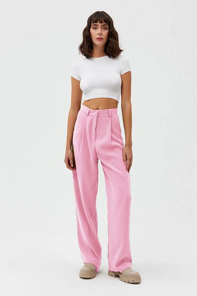 Açelya Okcu High Waist Wed Leg Palazzo Woven Women's Pants