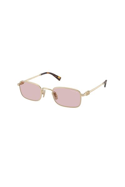 Miu Miu A53S Zvn40I 49 Women's Square Gold Metal Sunglasses