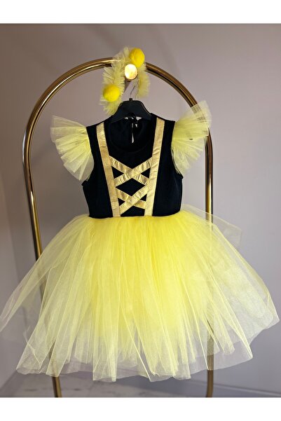 PERİLİ AYLİZ Kız Çocuk Şirin Arı Kız Çocuk Abiye Elbise Doğum Günü Partisi Ko...