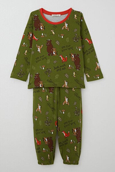 Breeze Erkek Bebek Pijama Takımı The Gruffalo Desenli 9 Ay-3 Yaş, Haki Yeşil