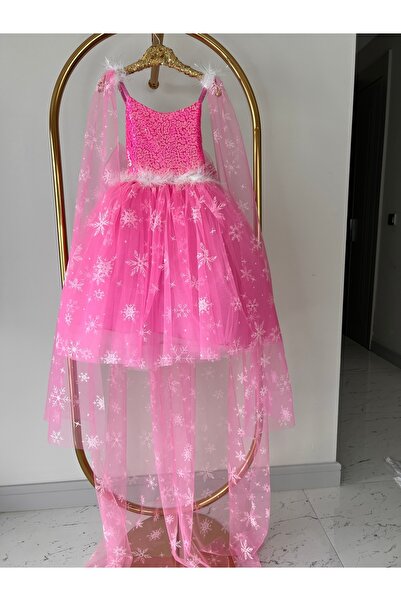 PERİLİ AYLİZ Kız Çocuk pembe Elsa Frozen Kostüm, Karlar Kraliçesi Doğum Günü ...
