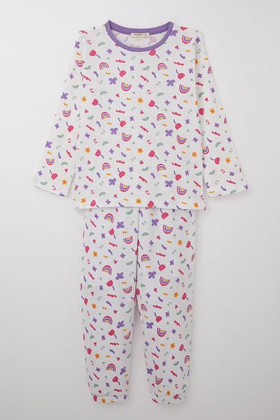 Breeze Girl's Pajamas Set Colors of Spring 4-8 Years, White