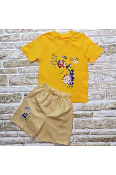 Eng 1-2-3 Years Old Artillery Boy Printed Shorts Short Sleeve T-Shirt 2 Piece Baby Boy Set