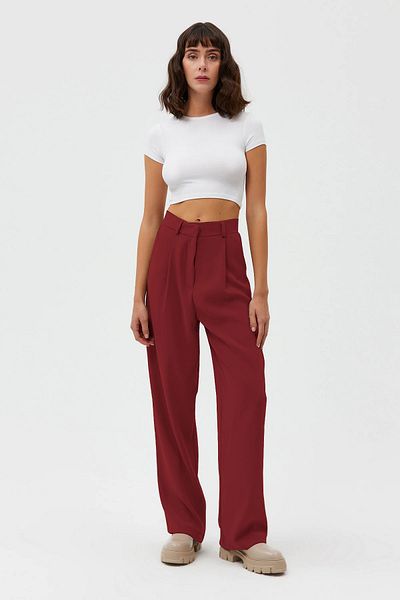 Açelya Okcu High Waist Wed Leg Palazzo Woven Women's Pants