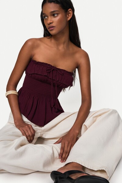 Bershka توب باندو مزخرف مع كشكشة