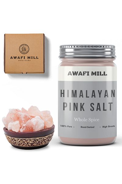 AWAFI MILL Himalayan Pink Salt Whole | Sendha Namak - Bottle of 100 gram / 3.5 Oz