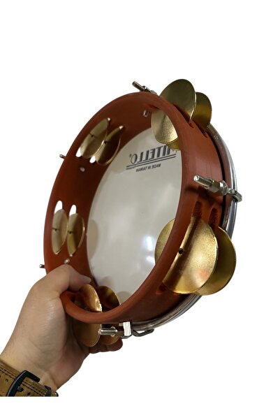 bademüzik Arap Fasıl Tefi Profesyonel Kahverengi Carbon Kasnak Mitello Beyaz Filmli Kılıflı