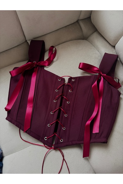 SARA Clothessy Bordo Vintage Tasarım Korse Büstiyer