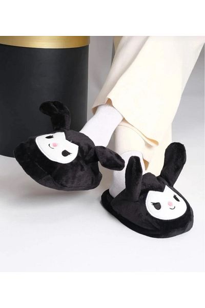 synshop Kuromi sanrio home slippers panduf children's youth soft plush fluffy comfortable wide