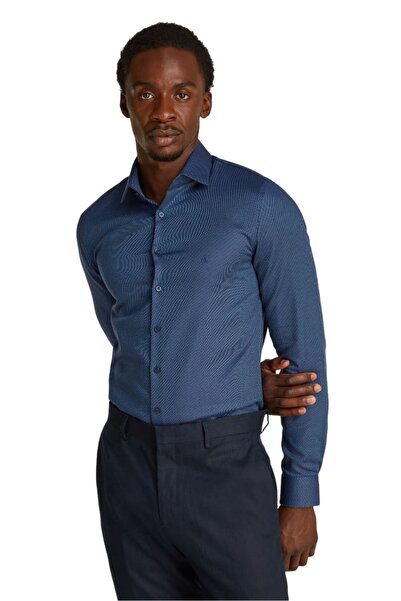 Calvin Klein Erkek Ck Non Iron Structure Slim Gömlek - Lacivert