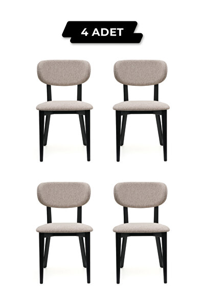 Tunçay Sandalye Rapsodi Siyah Ahşap 4'lü Kaymaz Ayaklı & Sağlam Ahşap Sandaly...