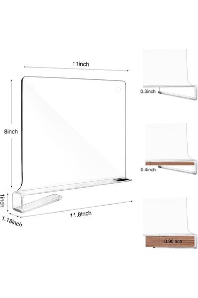 Generic 6pcs Clear Acrylic Shelf Dividers for Organization