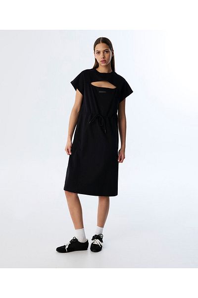 Twist Adjustable Drawstring Combed Cloth Dress