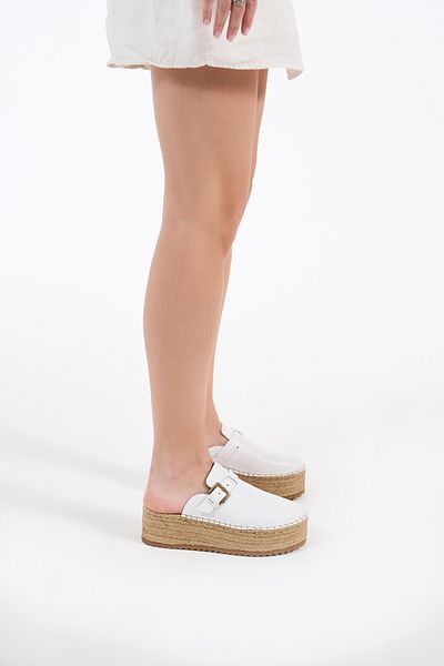 Louis Cardy Γυναικείες παντόφλες Espadrille Elira White από γνήσιο δέρμα