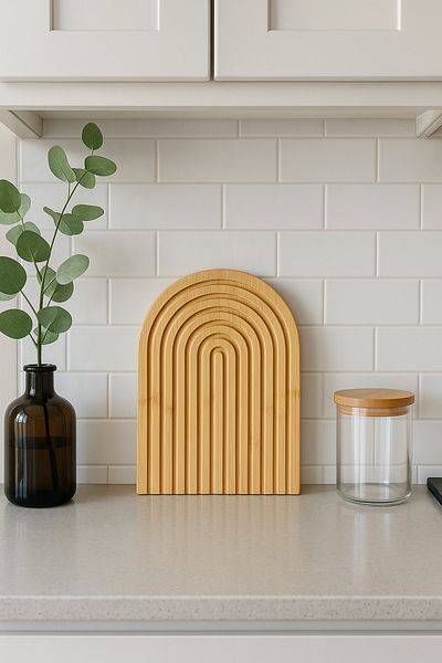 Mottogo Decorative Bamboo Rainbow Presentation |   Coffee & Pinterest Countertop Decor
