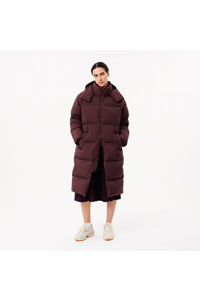 Lacoste Kadın Oversize Fit Kapüşonlu Bordo Mont