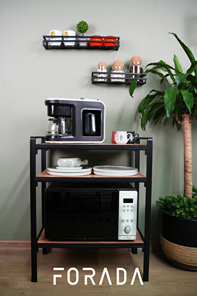 Forada Home & Style 3 Raflı Metal Kahve Köşesi Çok Amaçlı Mutfak Standı Mutfak Düzenleyici