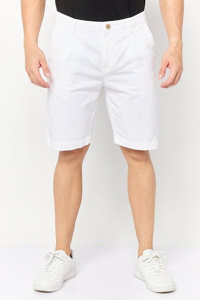 GAZZARRİNİ Men Solid Chino Shorts, White