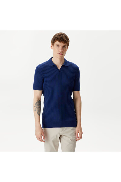 Nautica Erkek Mavi Classic Fit Kısa Kollu Triko