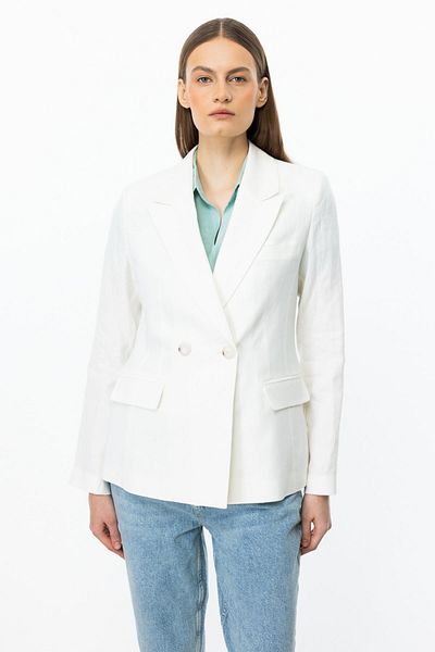 Ekol Double Breasted Collar Linen Jacket