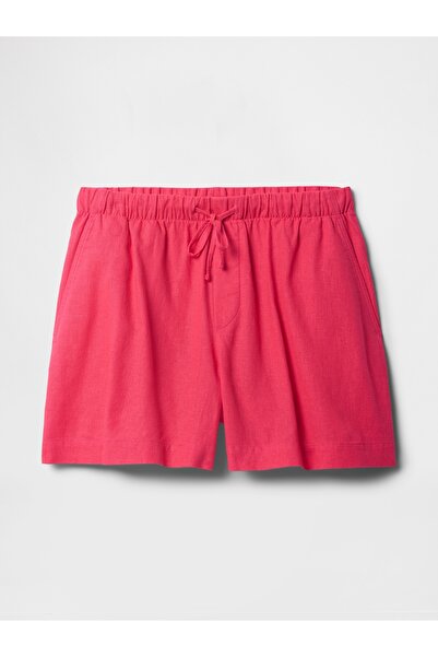 GAP Kadın Kırmızı Bağcıklı Keten Karışımlı Şort