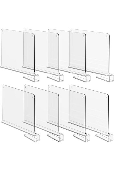 Generic Shelf Dividers, Acrylic Divider Closet Organization, Clear Shelves Separators, 8 Pack, 11"x8"