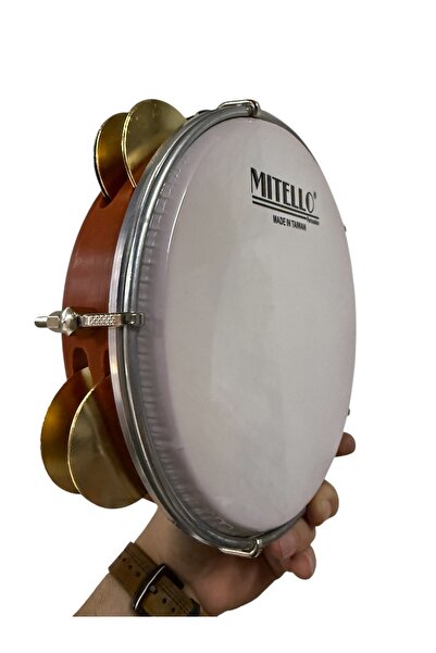 bademüzik Arap Fasıl Tefi Profesyonel Kahverengi Carbon Kasnak Mitello Beyaz Filmli Kılıflı