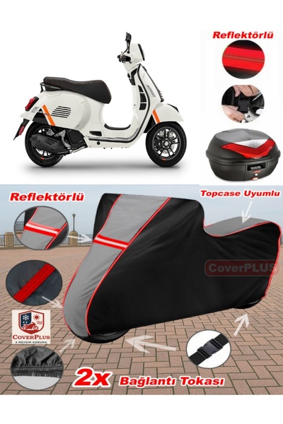 CoverPlus فيسبا GTS 125 Supertech Tarpaulin Topcase متوافق مع القماش المشمع ل...