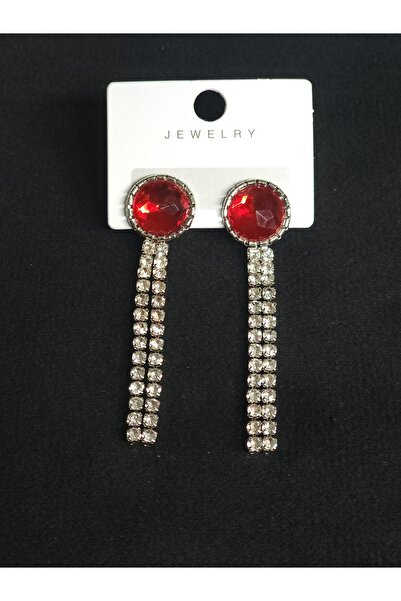 Avcıoğlu Aksesuar أقراط نسائية مستديرة 2 صف متدلية كريستال الزركون حجر فضة ال...