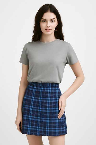 HAKKE Φόρεμα με καρό σχέδιο με πλισέ Mini Basic φούστα