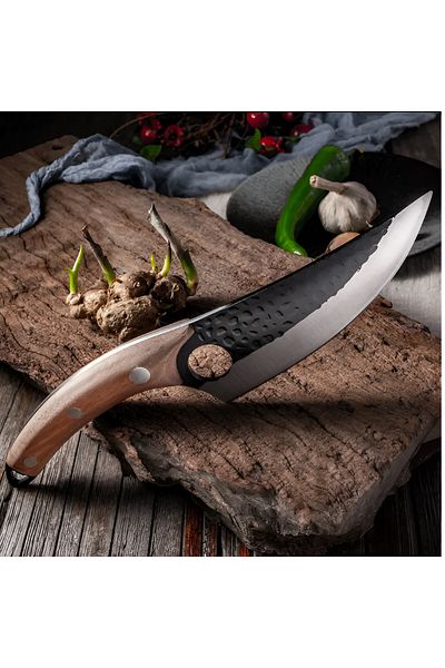 Herum Cuțit japonez de bucătărie, lamă de 14 cm, mâner din lemn, teacă inclusă, Herum, lungime totală 27 cm