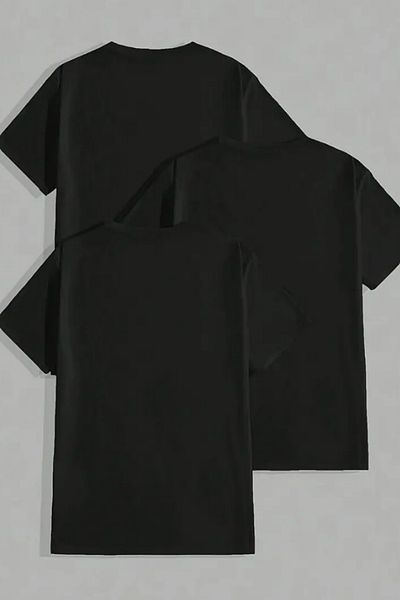Tarz Cool Ανδρικό Μαύρο 100% Βαμβακερό Πακέτο 3 T-shirt