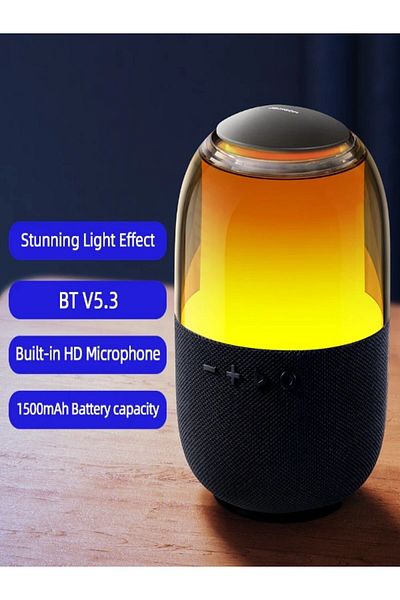 Joyroom RGB Bluetooth Wireless Speaker Transparent Shell With Microphone And Light Black