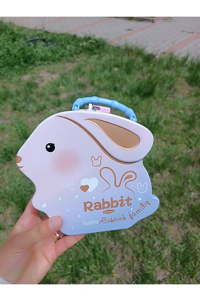 EMKSHOP Cute Rabbit Modeled Locked Metal Sturdy Piggy Bank (Came in Transparent Box)