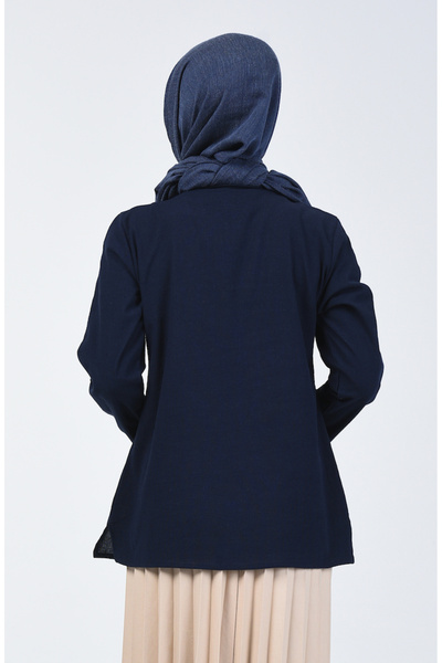 sefamerve Μπλούζα από ύφασμα Sile με κέντημα Navy Blue - 0011-04