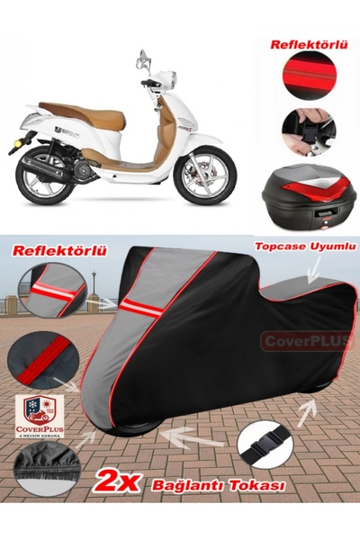 CoverPlus Yuki YK 150 T-3 قماش القنب Topcase متوافق مع قماش القنب للدراجات ال...