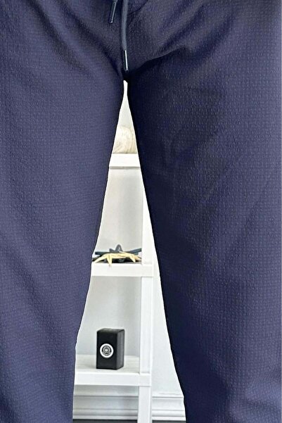 Edwox Чоловічі штани-джоггери з еластичним поясом з гофрованої тканини, сині Edw358