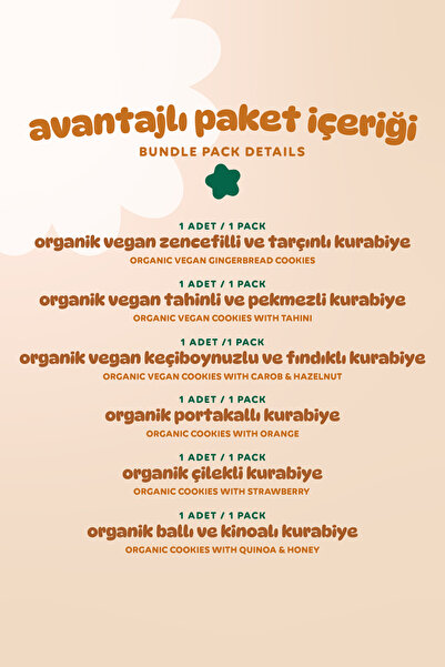 Humm Organic Organik Tatlı Kurabiyeler Atıştırmalık Paketi - 6 adet (6 çeşit)