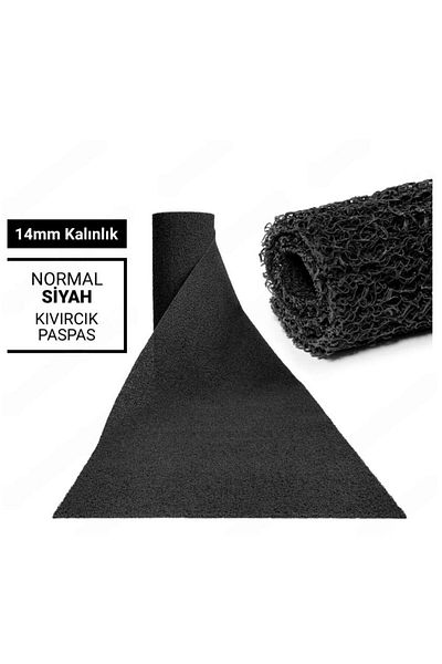 CYH 120X650Cm Black Curly Mat-Raughs Non-Slip Runner Lidia 14mm