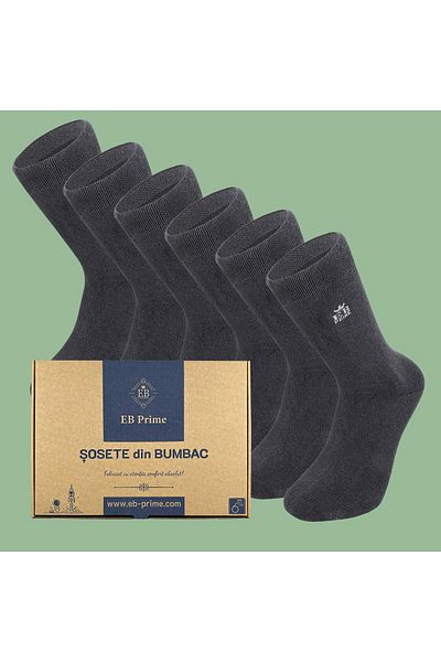 EB Prime Classic Socks | "Weekly Stock" Box No. 2 | 6 per | 6xGrey | Sizes 35-46