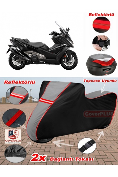 CoverPlus Kymco Ak 550 Tarpaulin Topcase Compatible Motorcycle Tarpaulin (Gre...