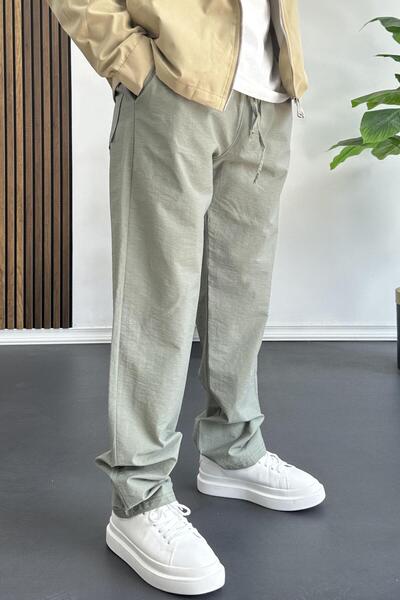 Edwox Erkek Beli Lastikli Baggy Rahat Pantolon Yeşil Edw359