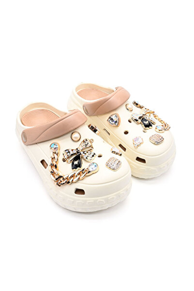 Tmall Women's Slippers, With Platform And Accessories, Foam, Pd1027, Beige With Brown