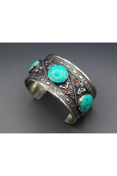 Store Kelepçe Bileklik, Malahit Taşlı Bileklik, Boho Bilezik, Takıları,