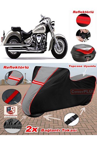 CoverPlus Yamaha Wild Star XV 1600 Canva Topcase متوافق مع القماش المشمع للدر...