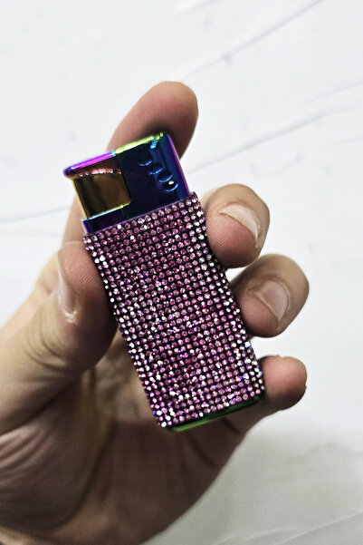 Police Kristal Parlak Neon Taşlı Çakmak Rüzgara Dayanıklı Pürmüzlü Kutulu